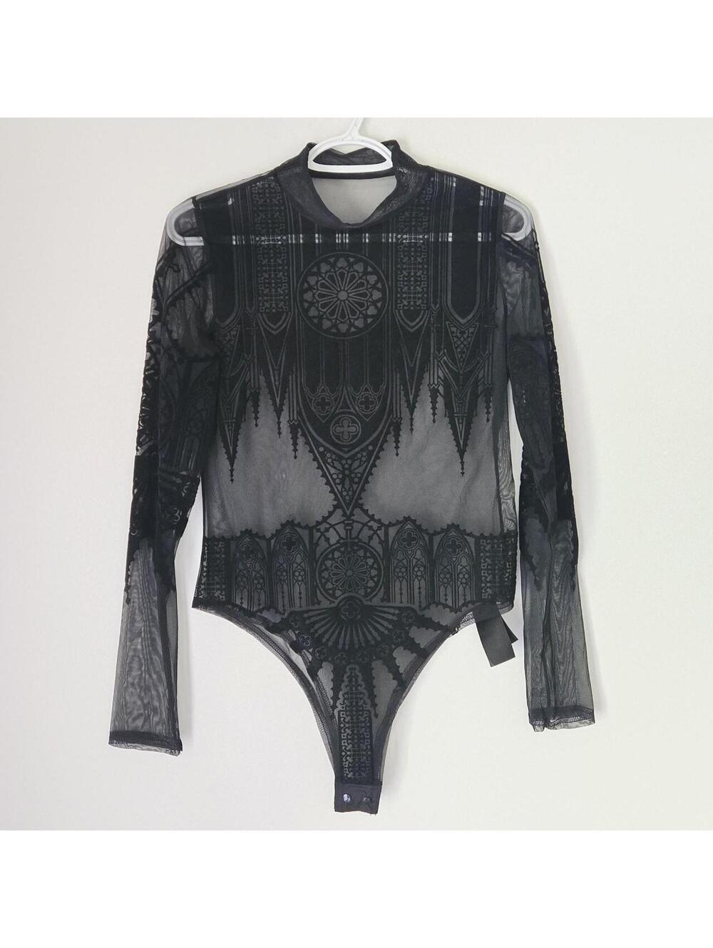 Restyle "Inverted Cathedral" Flocked Mesh Bodysuit